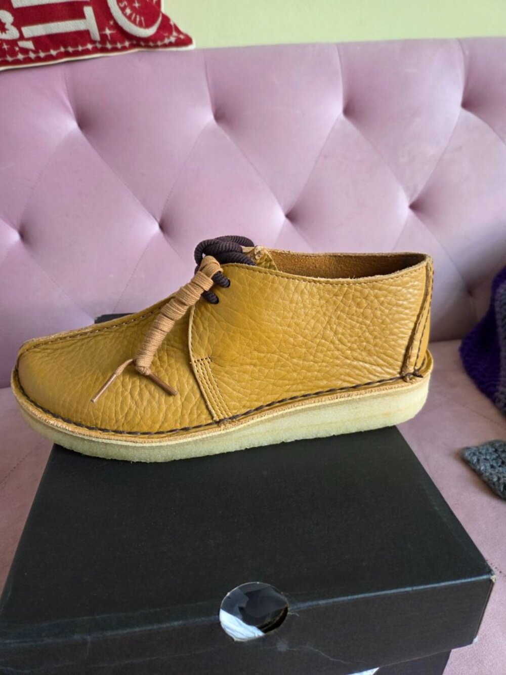 Clarks Originals Desert Trek Curry Leather Shoes Women's US 8.5 EU 41.5 with Box